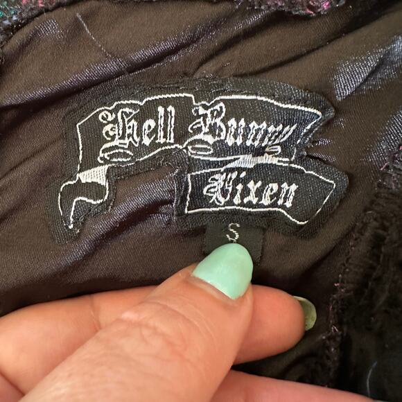 HELL BUNNY Vixen | Margot Dark Floral Halter Retro Dress | Size Small - Picture 7 of 7